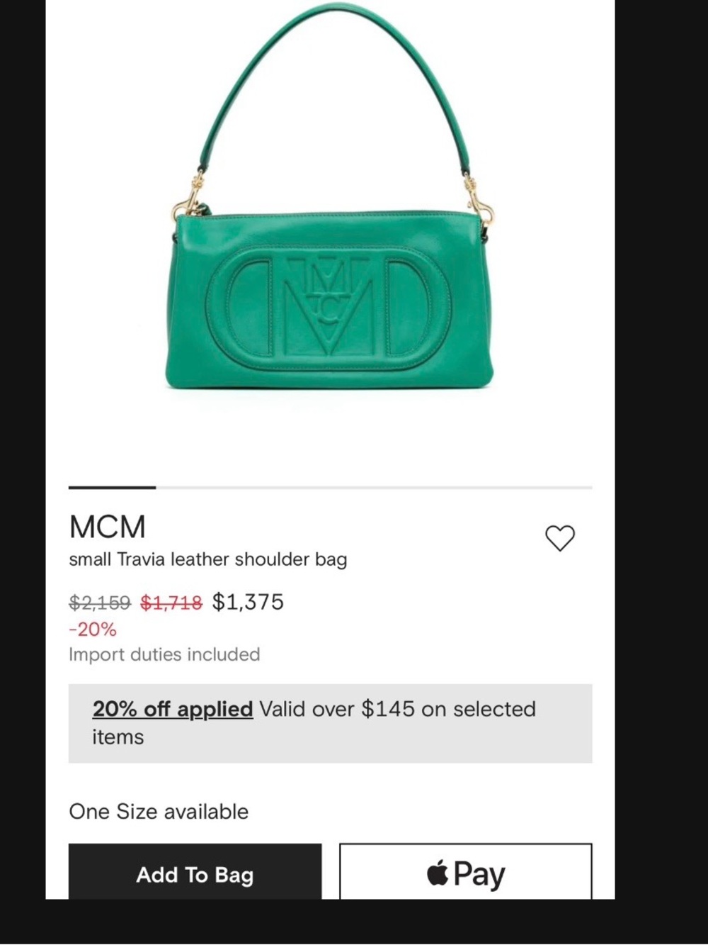 MCM Emerald Green Leather Logo Crossbody Bag - Picture 9 of 11